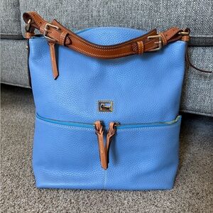Dooney & Bourke Light Blue and Brown Shoulder Bag